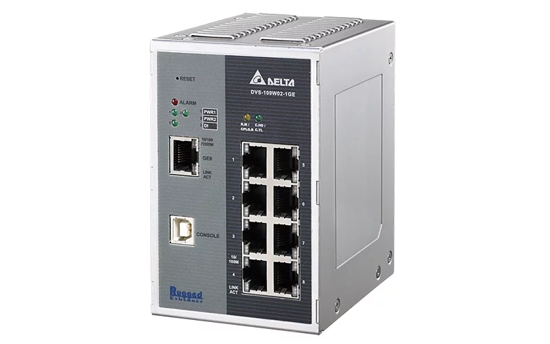DVS-109W02-1GE Управляемый коммутатор Ethernet , 8 портов Fast Ethernet + 1 Gigabit Ethernet (GbE), -40...+75 С, метал. корпус