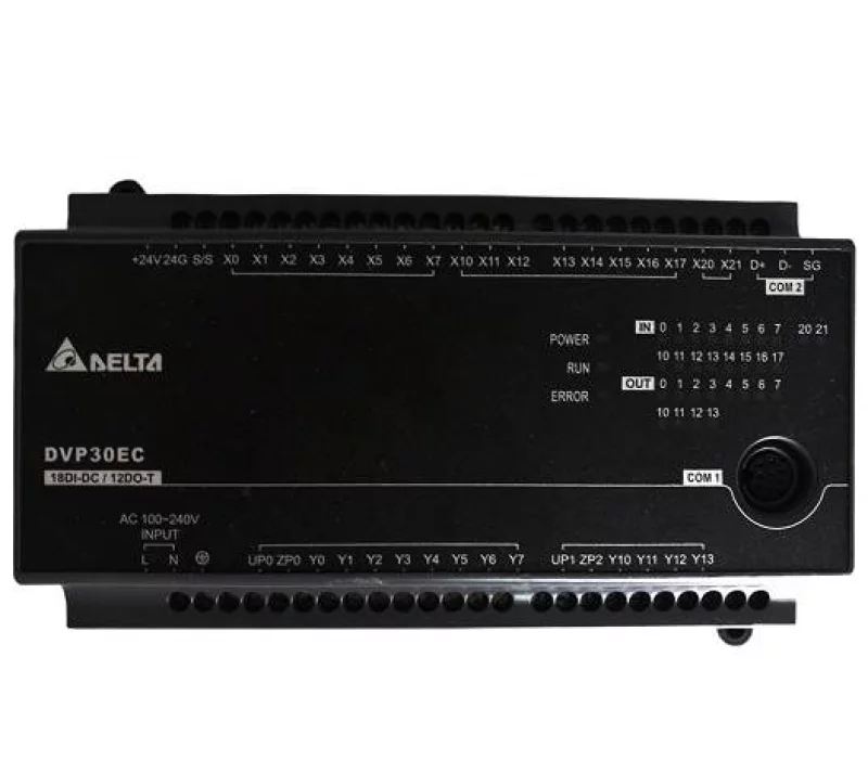 DVP30EC00T3 30 Point, 18DI/12DO (Transistor), 100~240 AC Power , 2 COM: RS232 & RS485